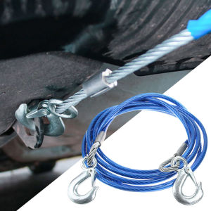 Car Tow Rope  3-7 Tons Steel Wire Tow Ropd Traction Roping Trailer Pulls Rope With Hooks Car Emergency Tools