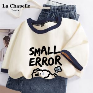 La Chapelle Color Block Short Sleeve T-Shirt Women Summer New Style Small Size Top Pure Cotton Half Sleeve Summer Wear