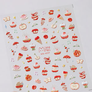 Waterproof 3D Embossed Nail Art Stickers Decorative Food Design MN405 Long-lasting Beauty Tools for Any Skin Type