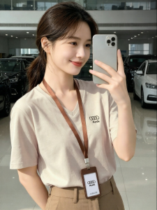 SHANCHEN | Custom Printed Ice Silk V-neck Short Sleeve Work Shirt