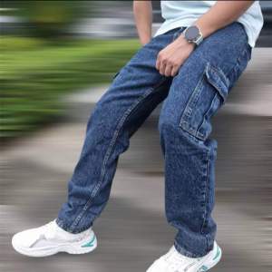 Seluar Jeans Lelaki Acid Wash High Quality kargo 6 Pocket kain (Non Stretch )Jeans Kain Tebal Non Stretchable Lose Fit Cargo Jeans 👖