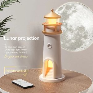Moon Projection Lighthouse Night Lights Motion Sensor Dimmable Timing Ambient Lamp Decor Bluetooth Music Christmas Birthday Gift
