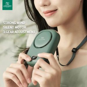 LORDWEY Portable Lazy Hanging Neck Fan Mini Bladeless Waist Clip Fans 2000mAh USB Rechargeable Mute Outdoor Sports 3 Gear Cooling Fan