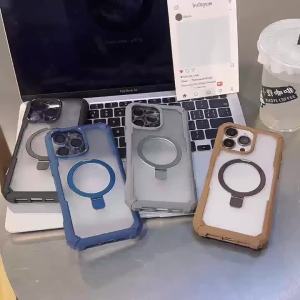 Luxury Magnetic Shockproof Phone Case For iPhone  18 12 13  Pro Max 15 14 16 Plus 17Air Funda Stand Lens Protection Clear Cover