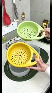 ตะกร้าระบายน้ำหนาสองชั้นตะกร้าผลไม้ที่เรียบง่ายและหลากหลายตะกร้าเก็บผักและผลไม้ในครัวในครัวเรือนการเตรียมตะกร้าผักอเนกประสงค์