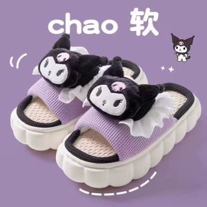 2023 New Thick Soled Non-Slip Cartoon Slippers Kawaii Sanrio Hello Kitty Cinnamoroll Kuromi Anime Cute Indoor Home Slippers