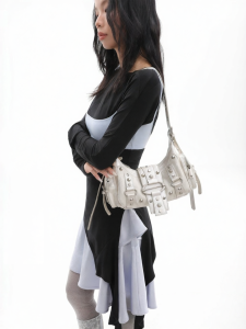 JANDRESS | Snake Pattern Studded 2-in-1 Shoulder and Crossbody Bag
