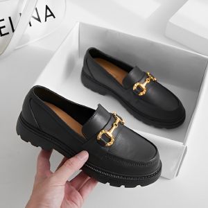 2023 New British Style Platform Shoes Platform Loafers Women Easiest for Match Casual Non Slip Waterproof Outwear Low-Top Rain Boots Women