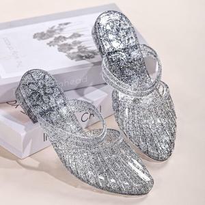 QIZHOU | Wearable Two-ways Jelly Slippers Ins-style Transparent Anti-slip Pointed