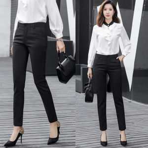 Quần Dài Công Sở Cạp Cao Thường Ngày Cho Nữ Mùa Xuân Thu Quần Dài Bó Sát Quần Tây Cạp Cao Quần Dài Cotton Polyester