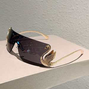 KAMMPT Rimless Y2k Sunglasses Women Fashion Monoblock Gradient Shades 2025 New Trendy Luxury Brand Design Decor Sun Glasses