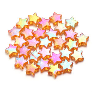 100Pcs 11mm AB Color Five-pointed Star Beads Acrylic Loose Spacer Beads for Jewelry Making DIY Bracelet Necklace Accessories