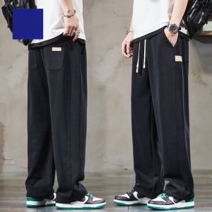 ROMON | Romon Mens Summer Lightweight Loose Wide Leg Casual Pants Drapey Comfortable Long Trousers Fashionable Straight Cut Sports Sweatpants
