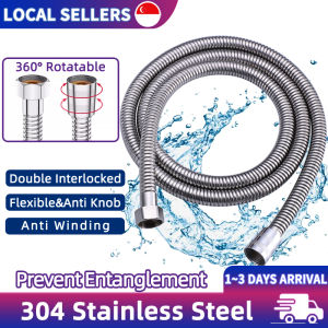 Bathroom 1.5m 304 Stainless Steel Flexible Shower Hose Only Shower Pipe Extension Chrome Water Head Shower Head Water Heater Accessories