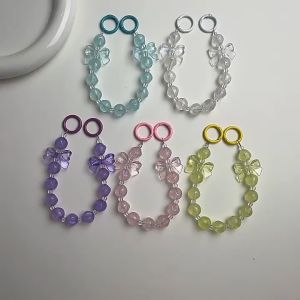 🔥Tamia👍Colorful Acrylic Beaded Key Chain Fresh Gradient Bow Phone Pendant Couple Bag Pendant