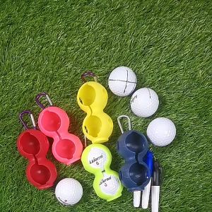 Golf Ball Holder 2 Balls Silicone Ball Carrier With Marker Cover Tempat Bola Golf Silikon