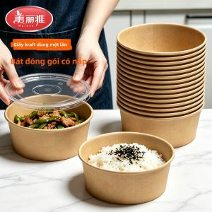 Maryya | Bát Giấy Dày Tròn Sinh Thái Có Nắp