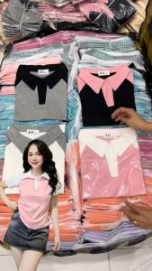 Áo Thun Cổ Trụ Raglan Trơn BORIP 35~55kg [Mã B06] Form Ôm Gọn Tôn Dáng Cotton Mềm Co Dãn [Cổ Bẻ]