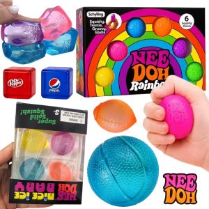 Schylling NeeDoh Mini Set Nice Cube &Mini Cat & Sports Ball Slow Rebound Squishy Sensory Toy Stress Relief Party Blind Box Gift