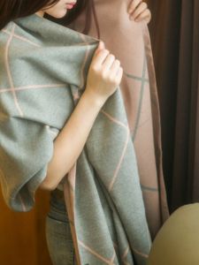 Double-sided Shawl Scarf Women Dual-Use Autumn and Winter Thickened Warm Office Poncho Nap Blanket Plaid Large Cape