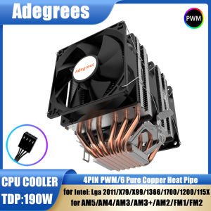 6Heatpipes CPU Air Cooler 4 Pin PWM Cooler processador x99 Intel LGA 1700 2011 1200 1366 115X X79 X99 AMD AM3 AM5 AM4 ventilador