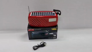LP-V74 Solar Rechargeable FM MP3 Radio Portable USB Speaker with LED Light & Memory Card Slot