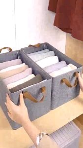 Foldable Cloth Storage Box with Steel Frame – Cationic Fabric Organizer with Handles