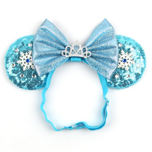 Herocross | 3.3"Minnie Mickey Ear Elastic Headbands Fashion Glitter Adjusted Hairband Baby DIY Hair Accessories Festival Trip Party