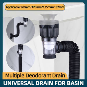 Basin with Flexible Drain Hose Bathroom Drainage Kit Anti-odor Insect Proof Sewer Pipe Stretchable Strainer Pipeline Bathroom Washbasin Anti Blockage Accessories