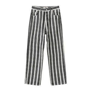 Fashion Versatile High Waist Striped Straight Pants