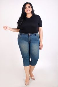 JSK Celana Jeans Pendek 7 8 Wanita Jumbo Dewasa Bb 120kg Melar Terbaru 2023 Stretch 7707