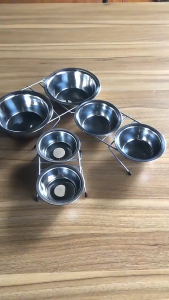 AP AIMAYAPET Pet Stainless Steel Double Bowl Elevated Detachable Cat Food Bowls Cat Dog Bowls Mangkuk Kucing
