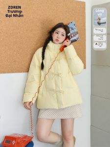 Áo Khoác Ngắn Dày Có Mũ Trắng Ngọt Cho Người Béo