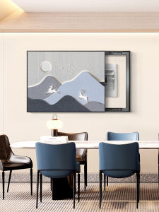 Modern Minimalist Luxury Decorative Painting Conceal Mountain Water Landscape Electric Meter Box Switch Box Living Room Artwork