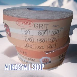 AMPLAS KAIN TAIYO 88 GRIT 80 1 ROLL 50 METER) (AMPLAS KAYU AMPLAS BESI AMPLAS SERBAGUNA)