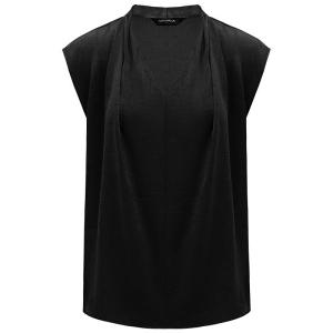 COCO BELLA | Luxury Satin Sleeveless V-Neck Work Shirt Black