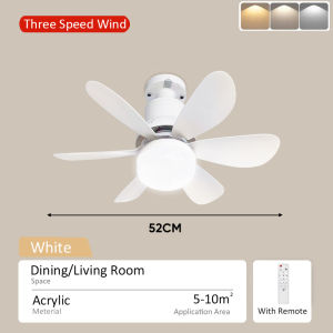LIKHA Socket Fan Light Ceiling Fans with Lights Long-range Control Dimmable 3 Colors 3000K-6500K Screw-in LED Ceiling Fan Light