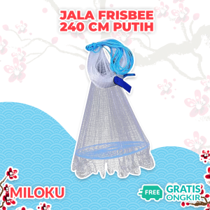 Miloku Jala Jaring Lempar Frisbee 240 CM Benang Monofilamen Putih Mesh Pancing Penangkap Perangkap Ikan Udang Kepiting Piring Bulat Fishing Throw Net Cage