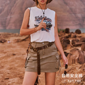 AlphaGym Apocalyptic Workwear Mini Skirt Womens Summer Hot Girl A-Line Inner Lining Anti-Light Sporty Half Skirt