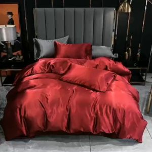Abraca Dabra Luxury Silky Satin 5In1 Bedding Set *Quilt Cover *Fitted Bedsheet*2 pillowcases*1 Bolster Case 12 colors single super single queen king sizes
