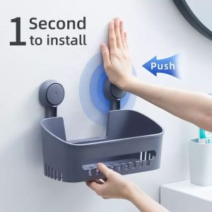 [SG SELLER] SimplyYou.sg High Quality No Screw No Drill Bathroom Shelf Toilet Rack Bathroom Storage Kitchen Rack Basket With Patented Suction Pad