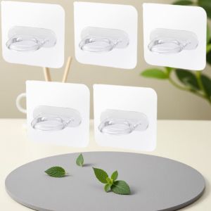 1/5/10/20Pcs Household Wall-Mounted Multi-Functional Round Hook No Punching Seamless Paste Storage Shelf Kitchen Bathroom