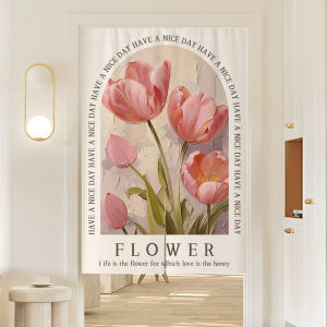 Creamy Style Room Partition Door Curtain Kitchen Home Use Blocking Semi Curtain Short Curtain Bathroom Hanging No Drilling