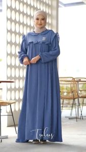 Tulus Signature Jelita Dress LD 120 Gamis Wanita Maxi Jumbo Bahan Crinkle Airflow Premium Motif Polos Terbaru Busui Friendly