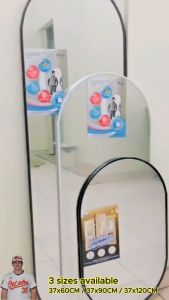 ALX MALAYSIA 120CM Rubber Frame Long Mirror Glass Oval Hanging Mirror Bedroom Living Room Mirror Cermin Panjang