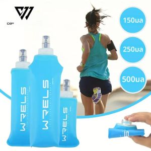 150ml 250ml 500ml กลางแจ้งพับซิลิโคนกัดขนาดขวดน้ําวิ่งตั้งแคมป์เดินป่าท่องเที่ยวสะดวกขวดน้ํา