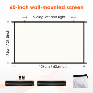 LEJIADA | LEJIADA 60/84/100 Inch 16:9 No Wrinkles Can Be Washed Portable Installation Wall Mounted Projection Screen 160° Wide Angle Scree