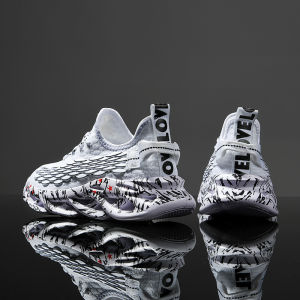 Mens Coconut Running Shoes Summer Breathable Shock Absorption Blade Lightweight Soft Bottom Large Size Fly Knit Mesh Sporty Trendy Shoes