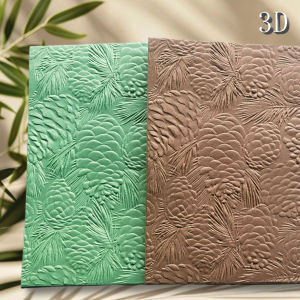 "Harmony of Cones and Green Leaves" Design 3D Pressed Flower Folder - Durable White Plastic Easy for Card Making and Scrapbooki