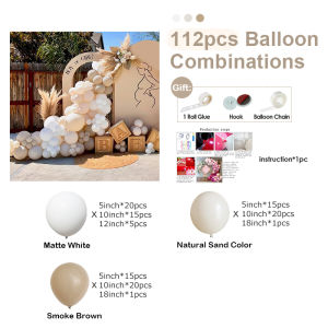 112/160pcs Pastel Balloon Garland Kit Sand Brown White Balloons Baby Shower Boy or Girl Gender Reveal Birthday Party Decoration